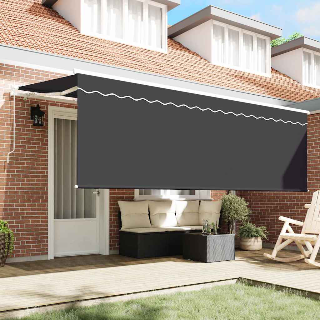 Einziehbare Markise Anthrazit 350 X 200 Cm Anthrazit (Rahmen Anthrazit)