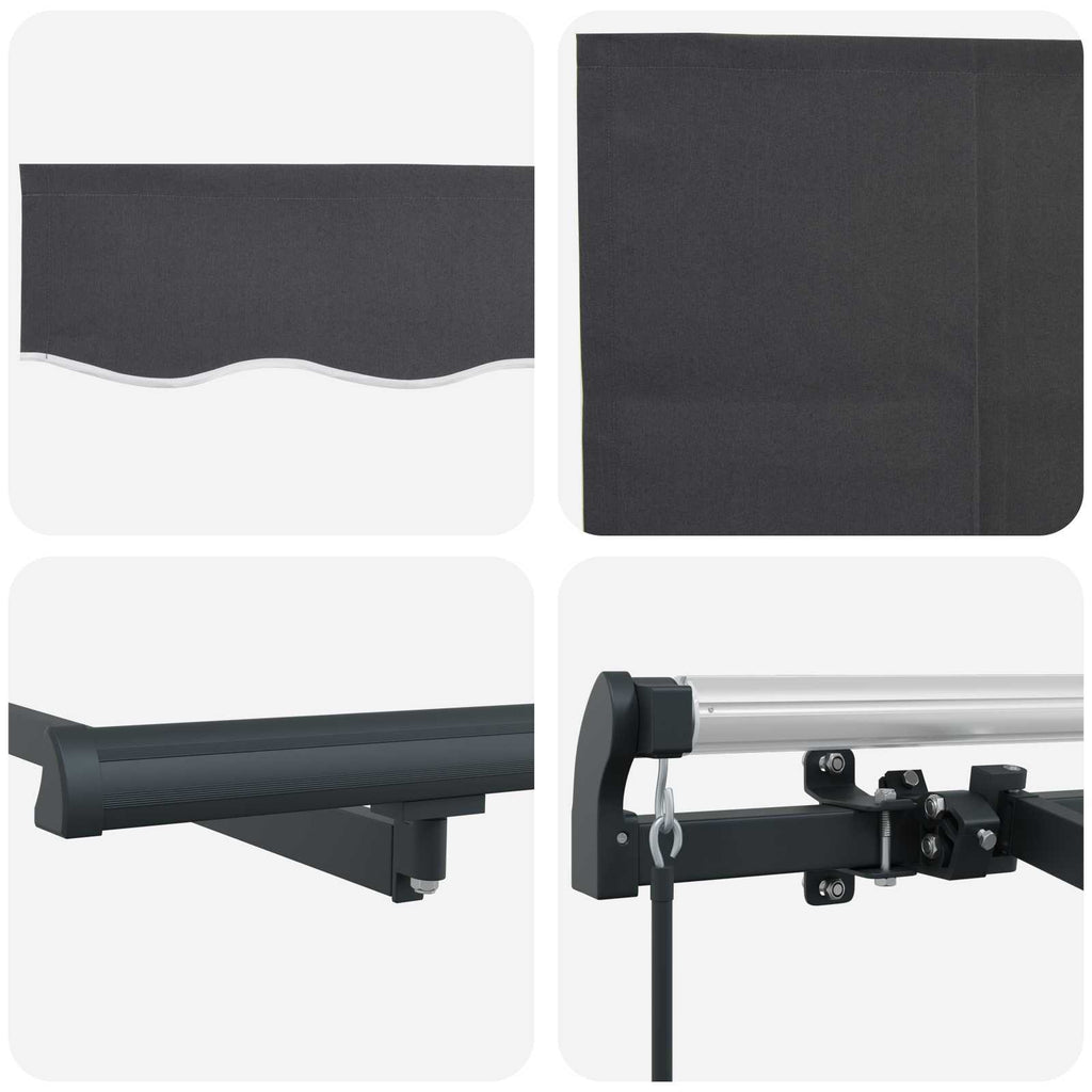 Einziehbare Markise Anthrazit 350 X 200 Cm Anthrazit (Rahmen Anthrazit)