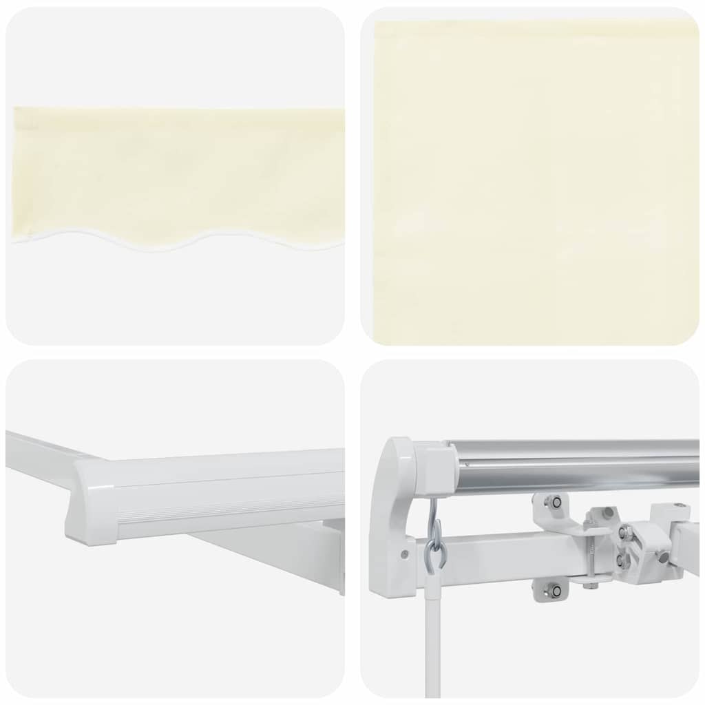 Einziehbare Markise Creme 400 X 200 Cm Stoff Creme (Weißer Rahmen)