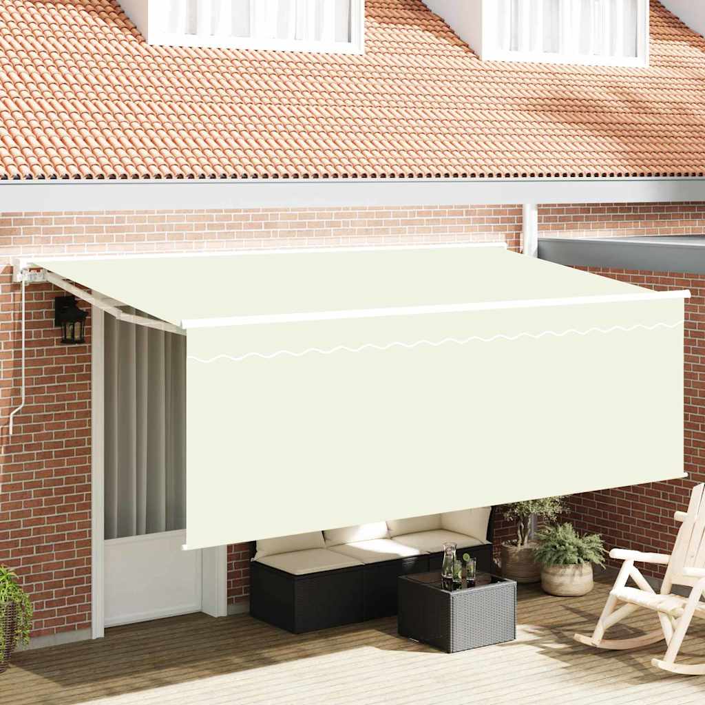 Einziehbare Markise Creme 400 X 200 Cm Polyester Und Aluminium Creme (Anthrazit-Rahmen)