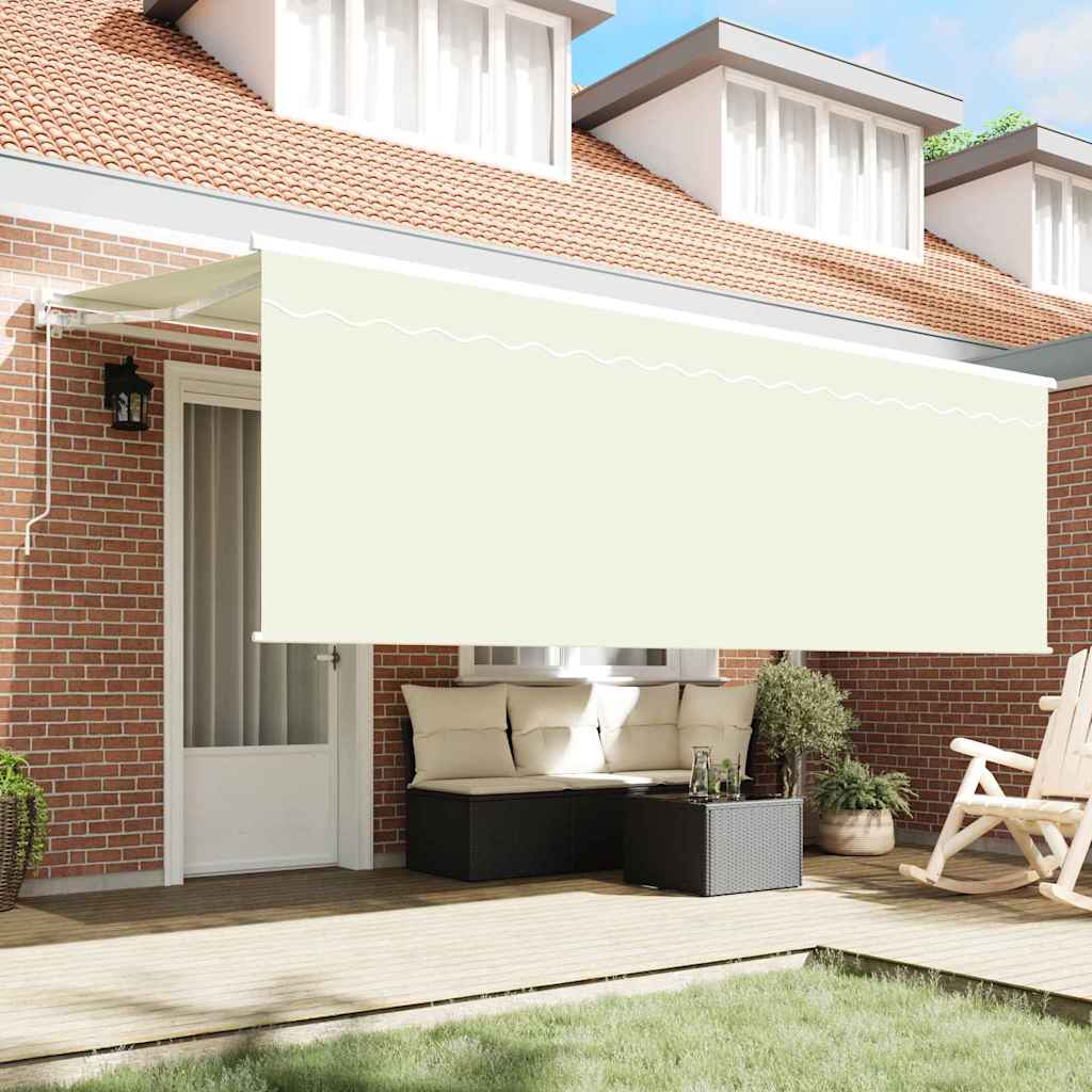 Einziehbare Markise Creme 400 X 200 Cm Polyester Und Aluminium Creme (Anthrazit-Rahmen)