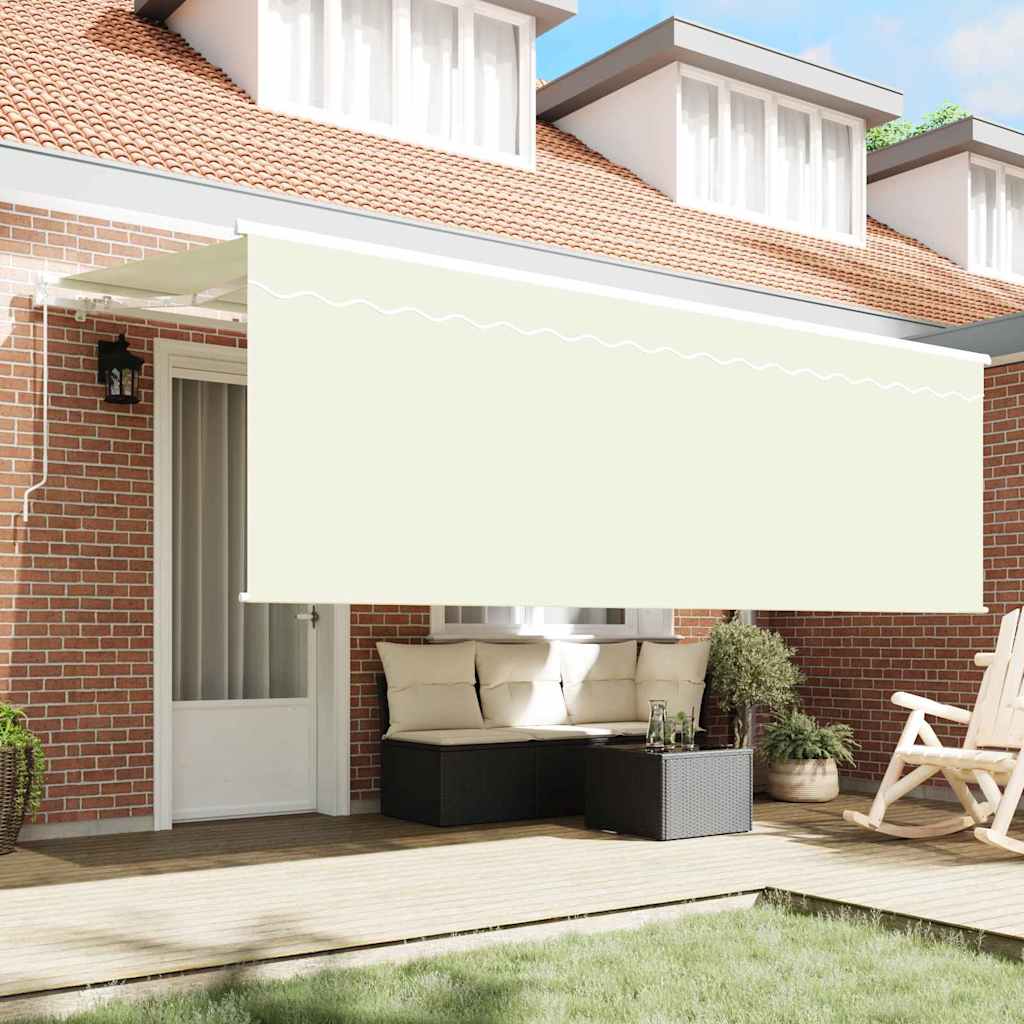 Einziehbare Markise Creme 400 X 200 Cm Polyester Und Aluminium Creme (Anthrazit-Rahmen)