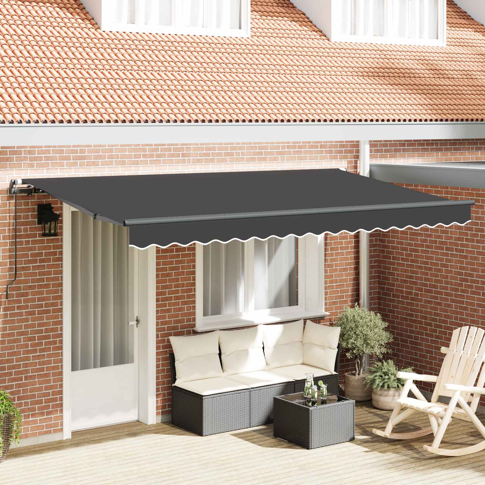 Einziehbare Markise Anthrazit 250 X 200 Cm Stoff Anthrazit (Rahmen Anthrazit)