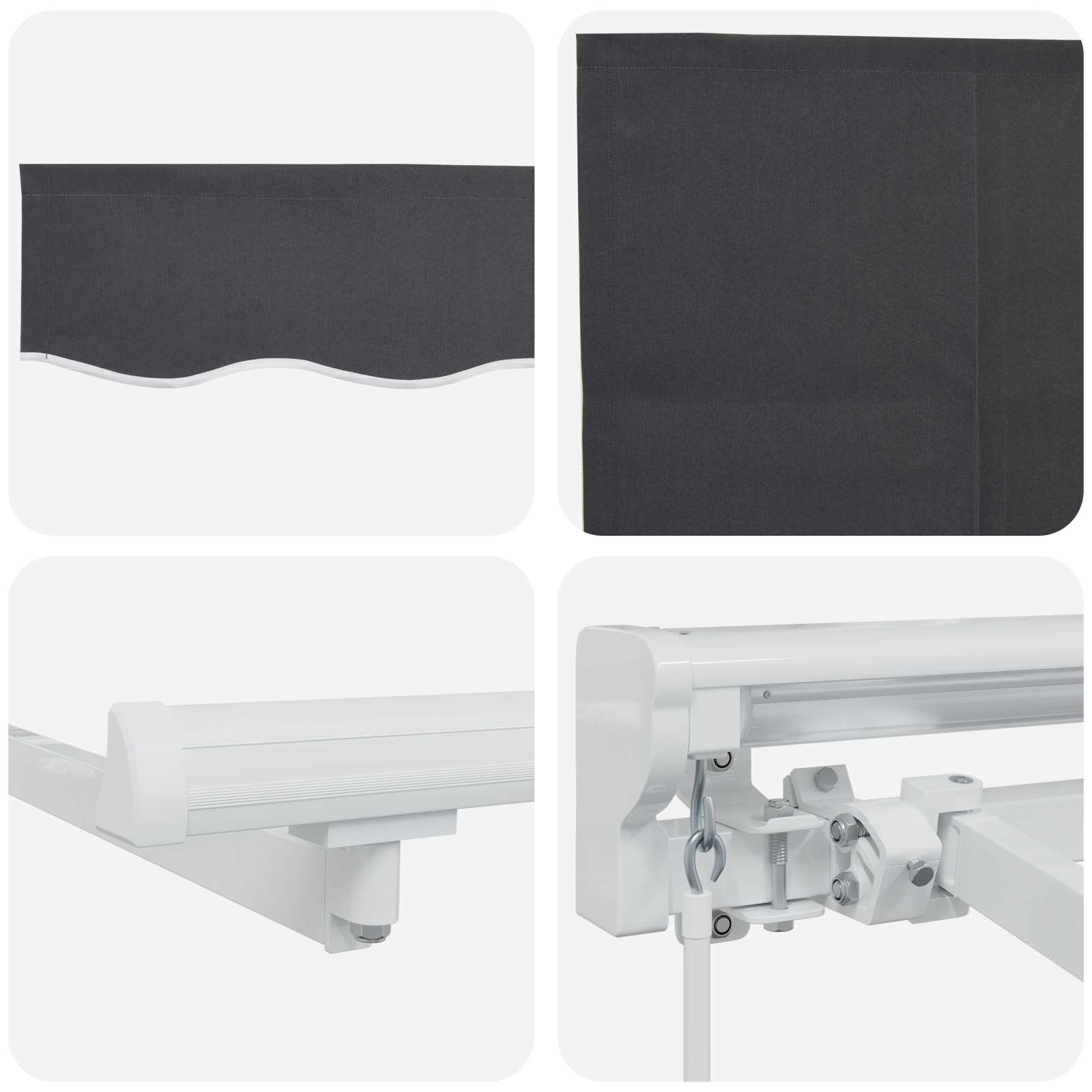 Einziehbare Markise Anthrazit 400 X 200 Cm Anthrazit (Rahmen Anthrazit)
