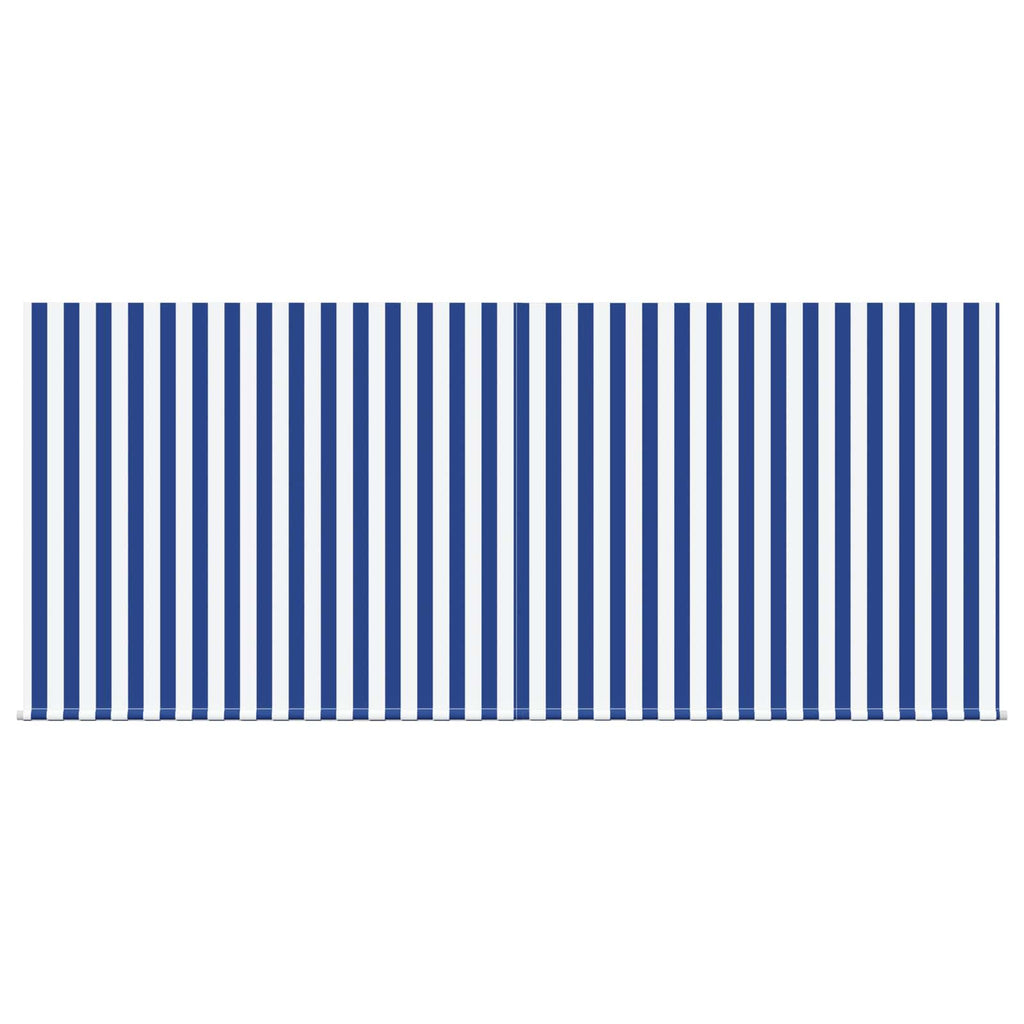 Einziehbare Markise Blau Und Weiß 300 X 250 Cm Blau Und Weiß (Rahmen Anthrazit)
