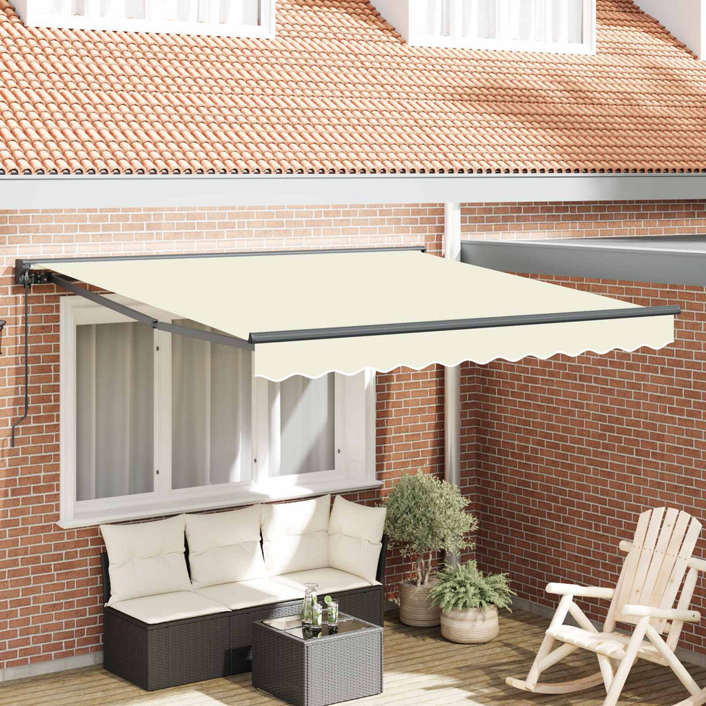 Markisenrahmen Creme 400 X 300 Cm Polyester Mit Pu-Beschichtung Creme (Anthrazit-Rahmen)