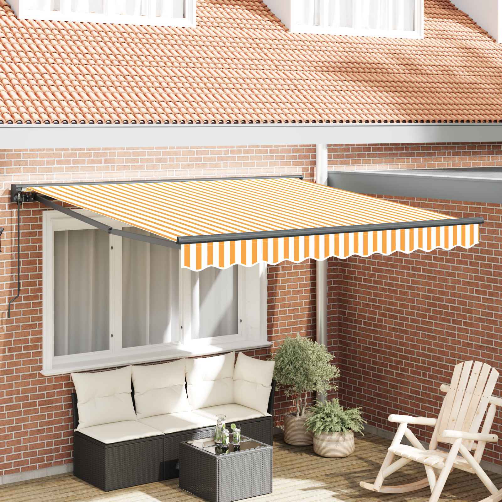 Markisenrahmen Gelb Und Weiß 300 X 250 Cm Gelb Und Weiß (Anthrazit Rahmen)