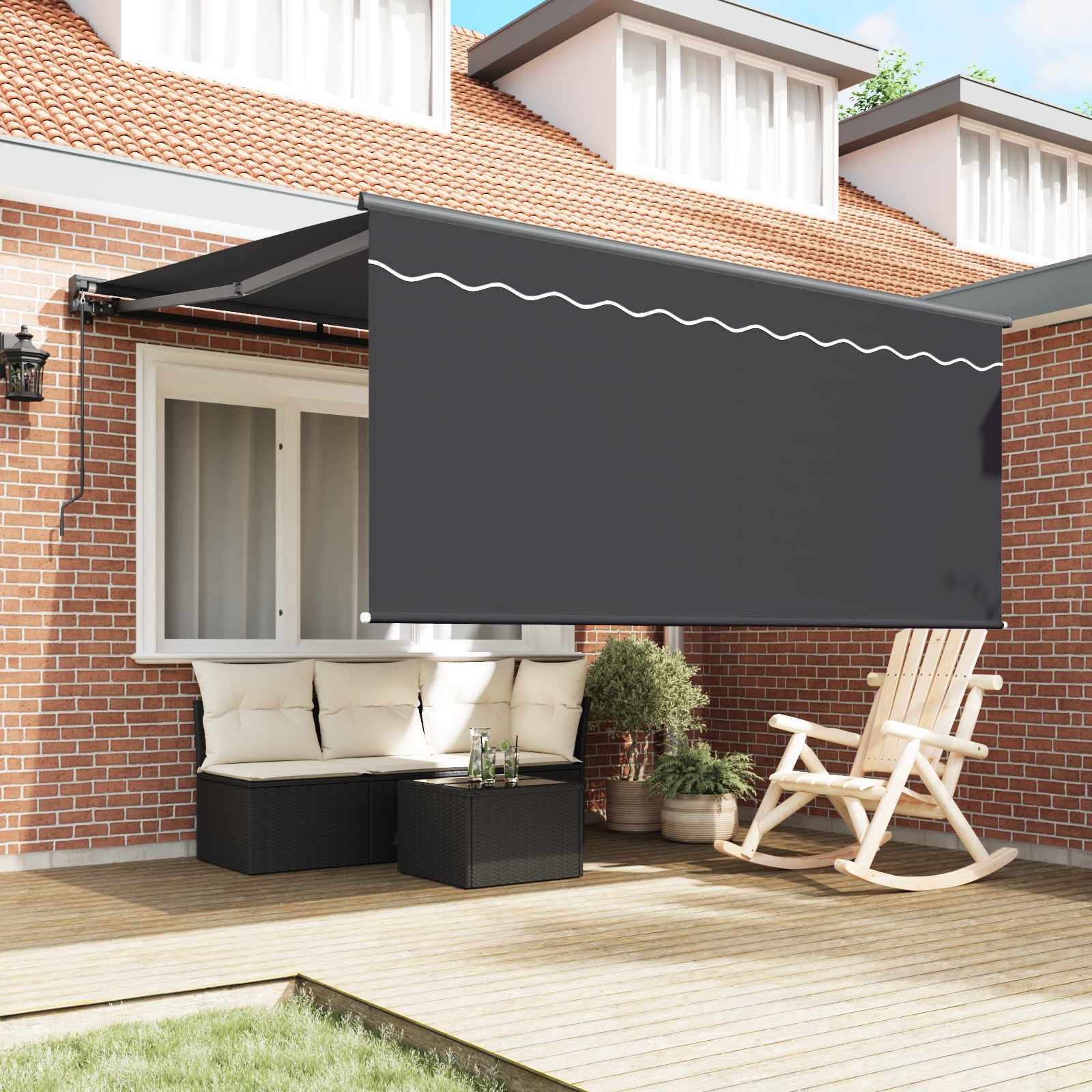 Einziehbare Markise Anthrazit 300 X 250 Cm Anthrazit (Rahmen Anthrazit)