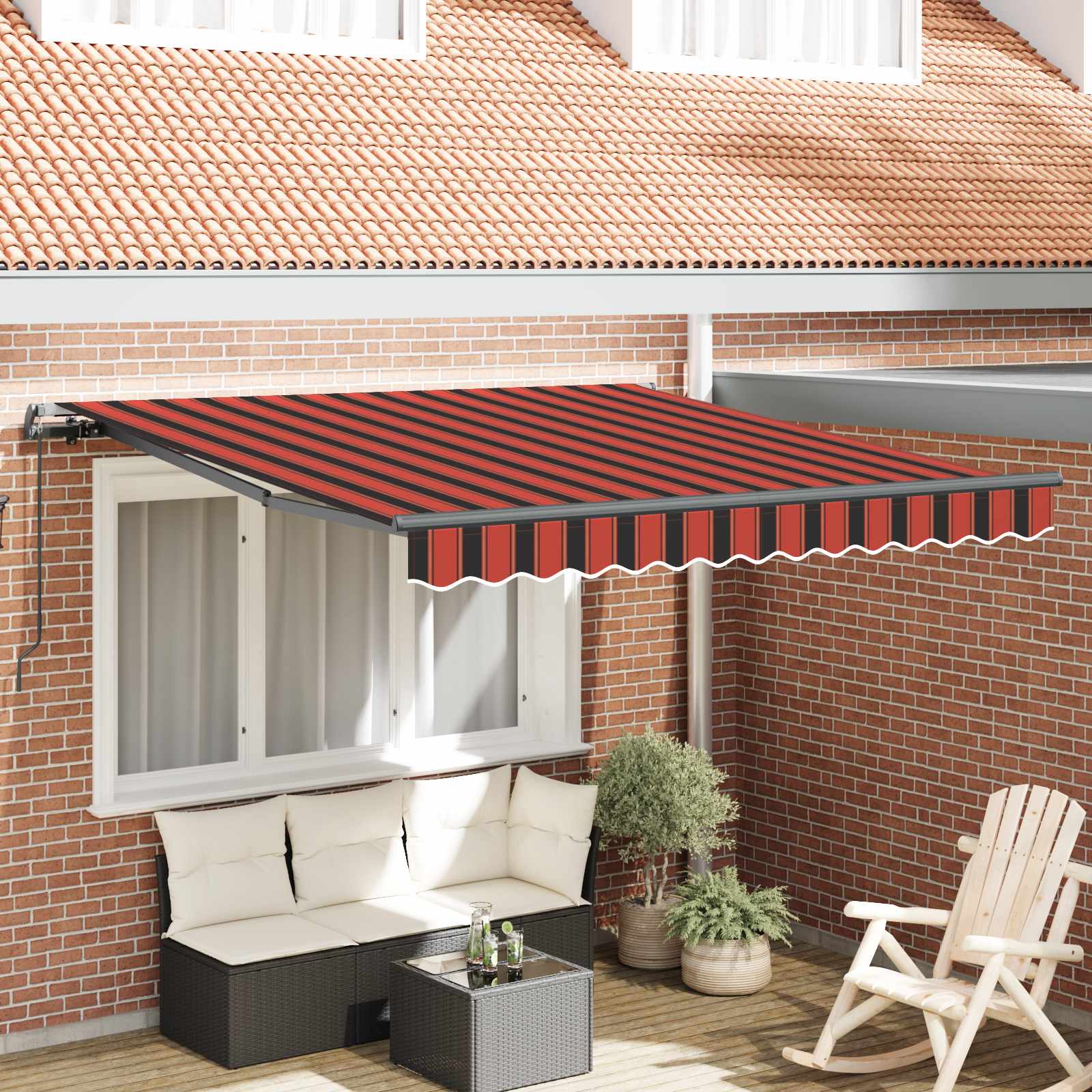 Einziehbare Markise Orange Und Braun Orange/Schwarz/Gelb