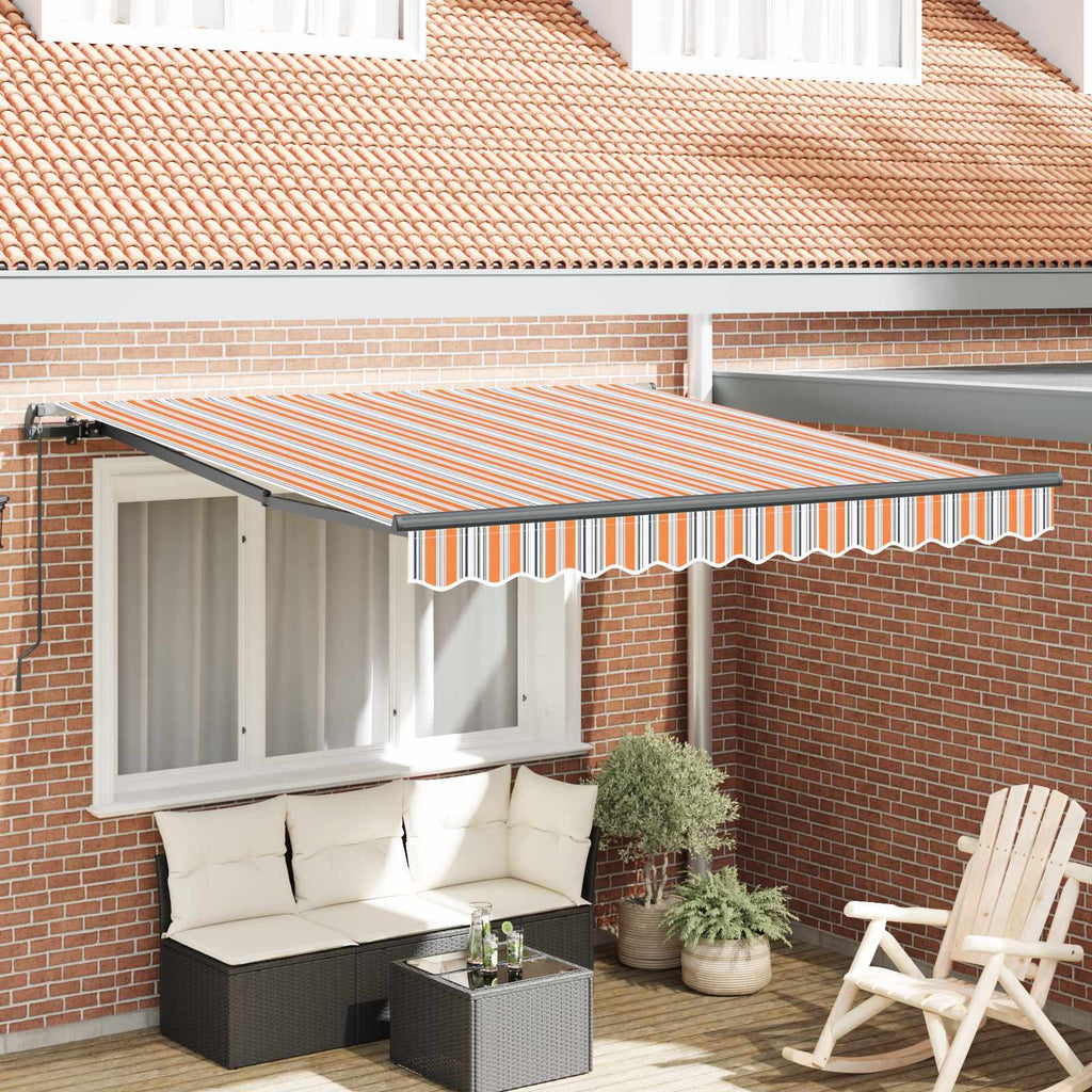 Einziehbare Markise Mehrfarbig Polyester Und Stahl Blau Und Orange