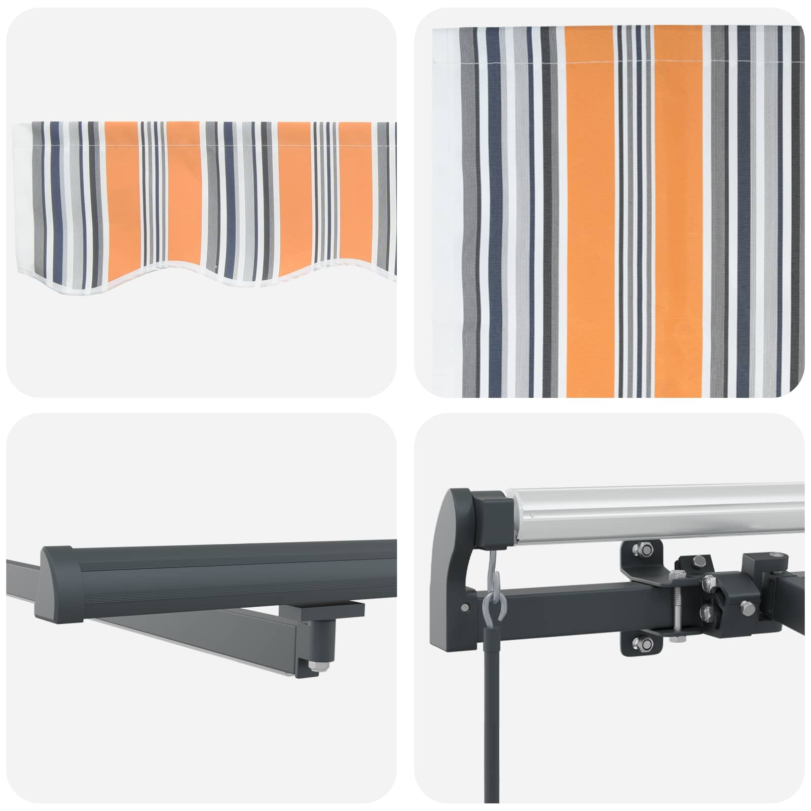 Einziehbare Markise Mehrfarbig Stoff Orange/Grau/Blau/Weiß