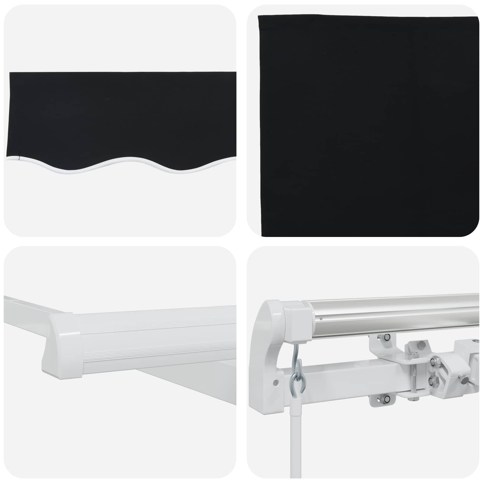 Markise Schwarz 300 X 250 X 165 Cm Polyester Gelb Und Grau (Anthrazit Rahmen)