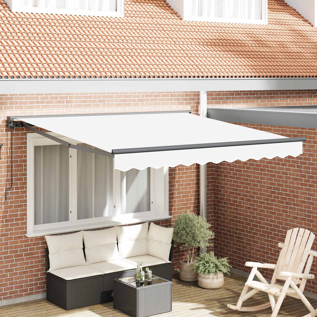 Einziehbare Markise Weiß 300 X 250 Cm Aluminium Und Stoff Weiß (Anthrazit Rahmen)