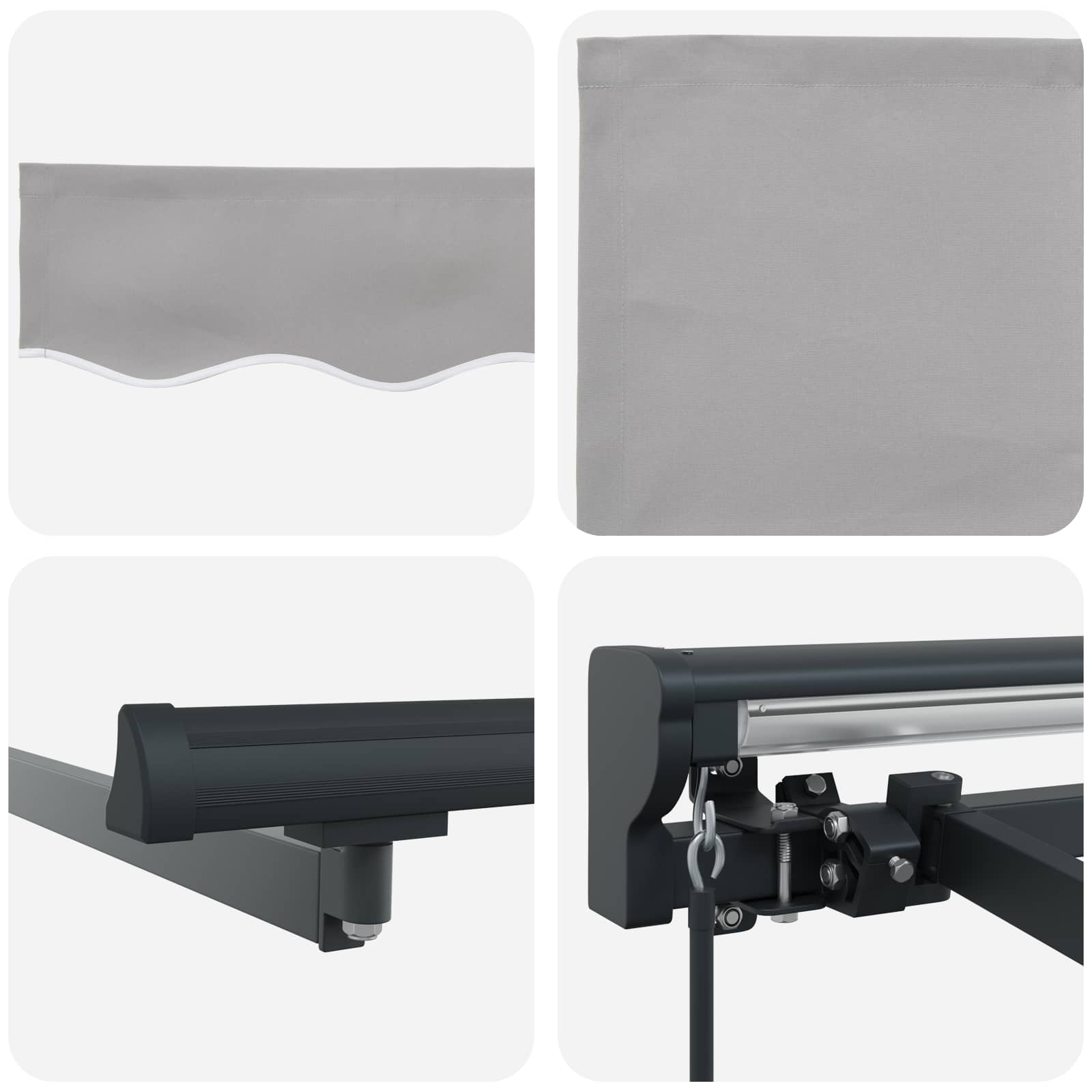 Einziehbare Markise Hellgrau 300 X 250 Cm Aluminium Und Stoff Hellgrau (Anthrazit Rahmen)