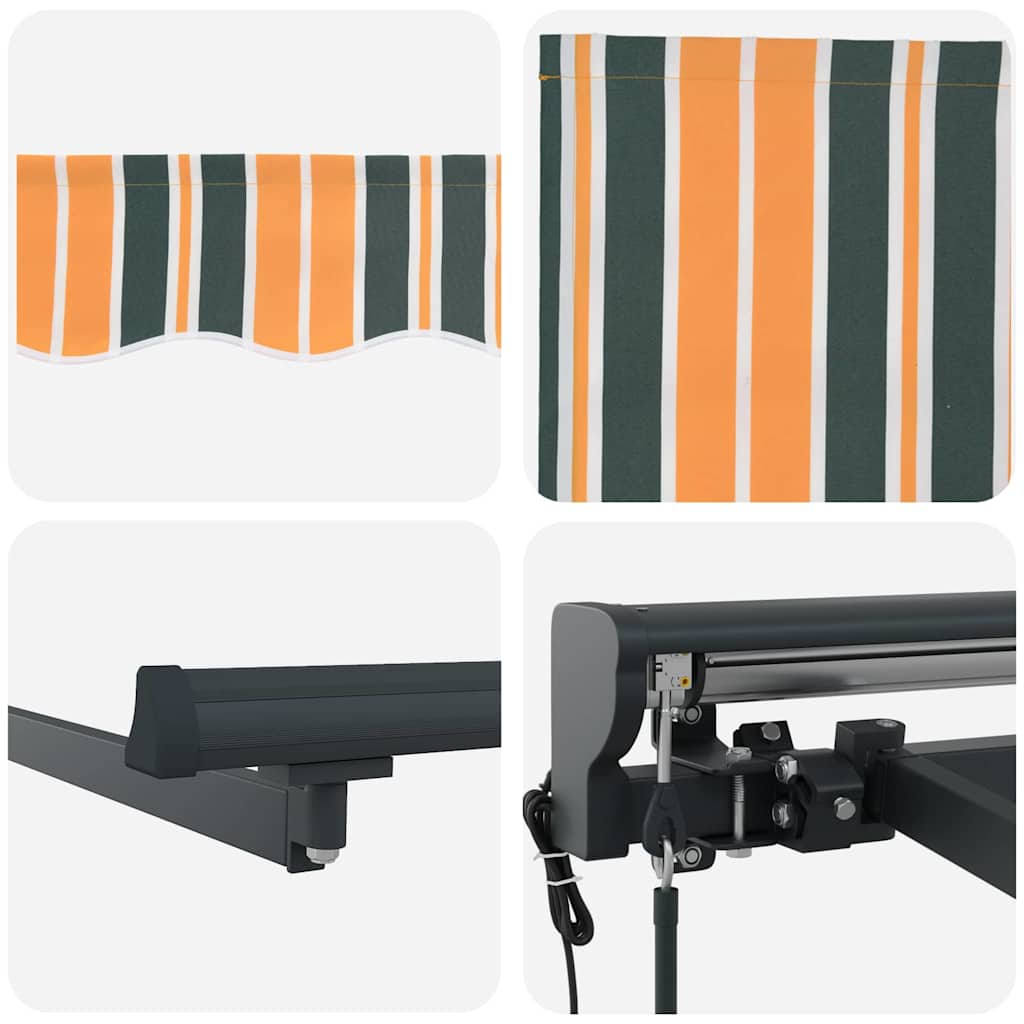 Einziehbare Markise Grün Und Gelb 300 X 250 Cm Grün Und Gelb (Anthrazit Rahmen)