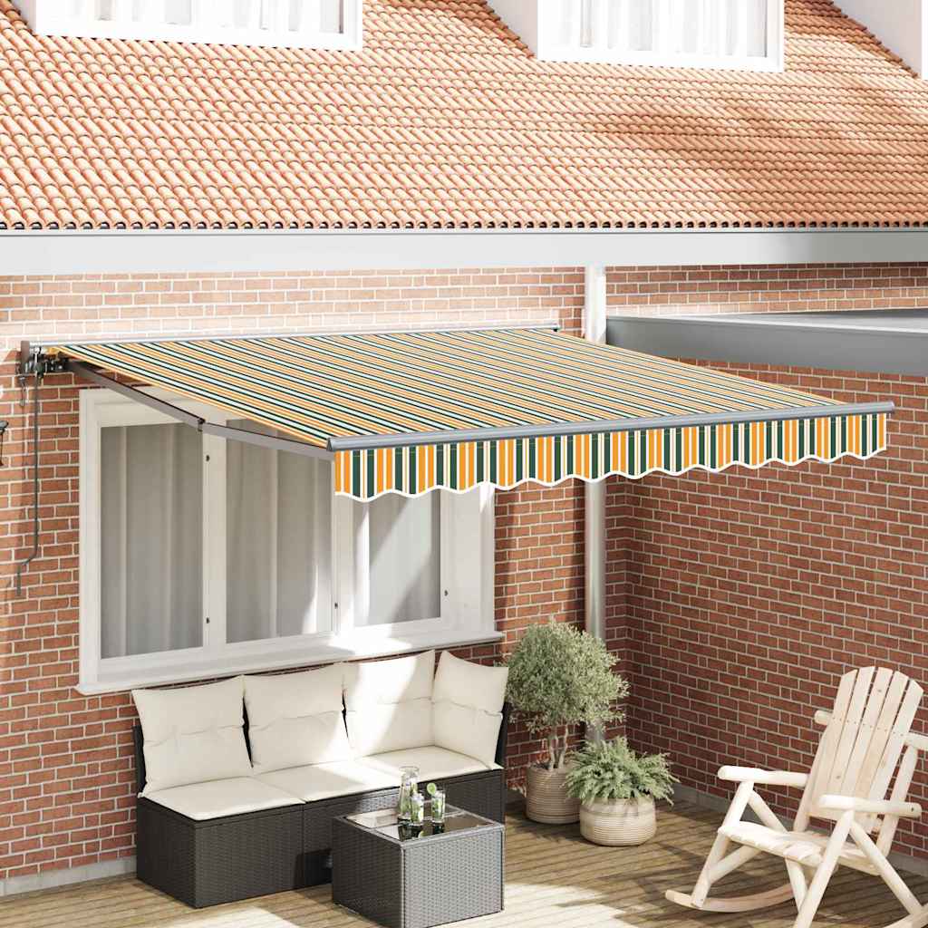 Einziehbare Markise Grün Und Gelb 300 X 250 Cm Grün Und Gelb (Anthrazit Rahmen)