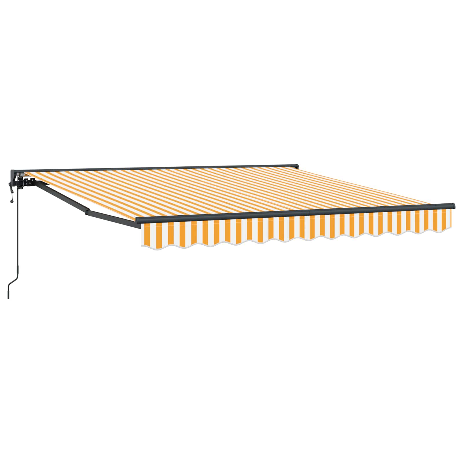Einziehbare Markise Gelb Und Weiß 350 X 250 Cm Orange Und Weiß (Anthrazit Rahmen)