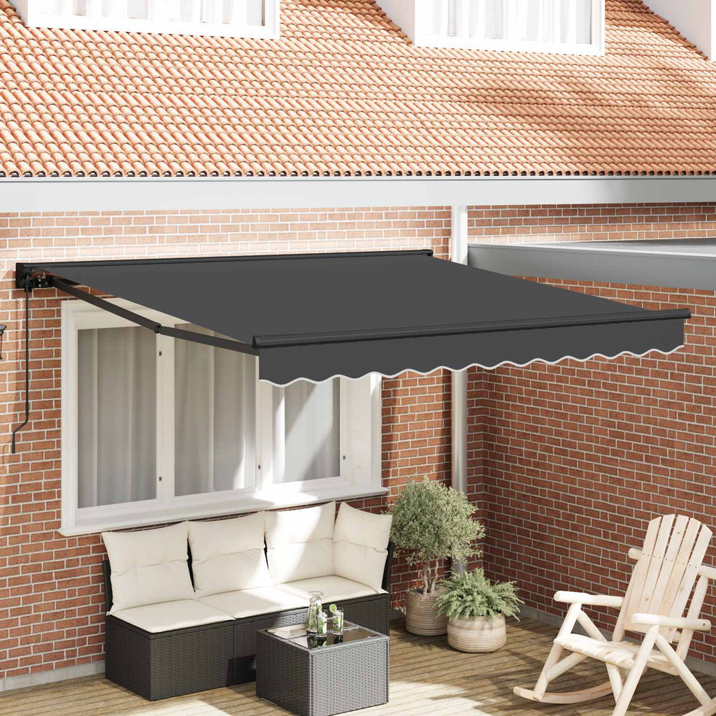 Einziehbare Markise Anthrazit 400 X 300 Cm Aluminium Und Stoff Anthrazit (Rahmen Anthrazit)