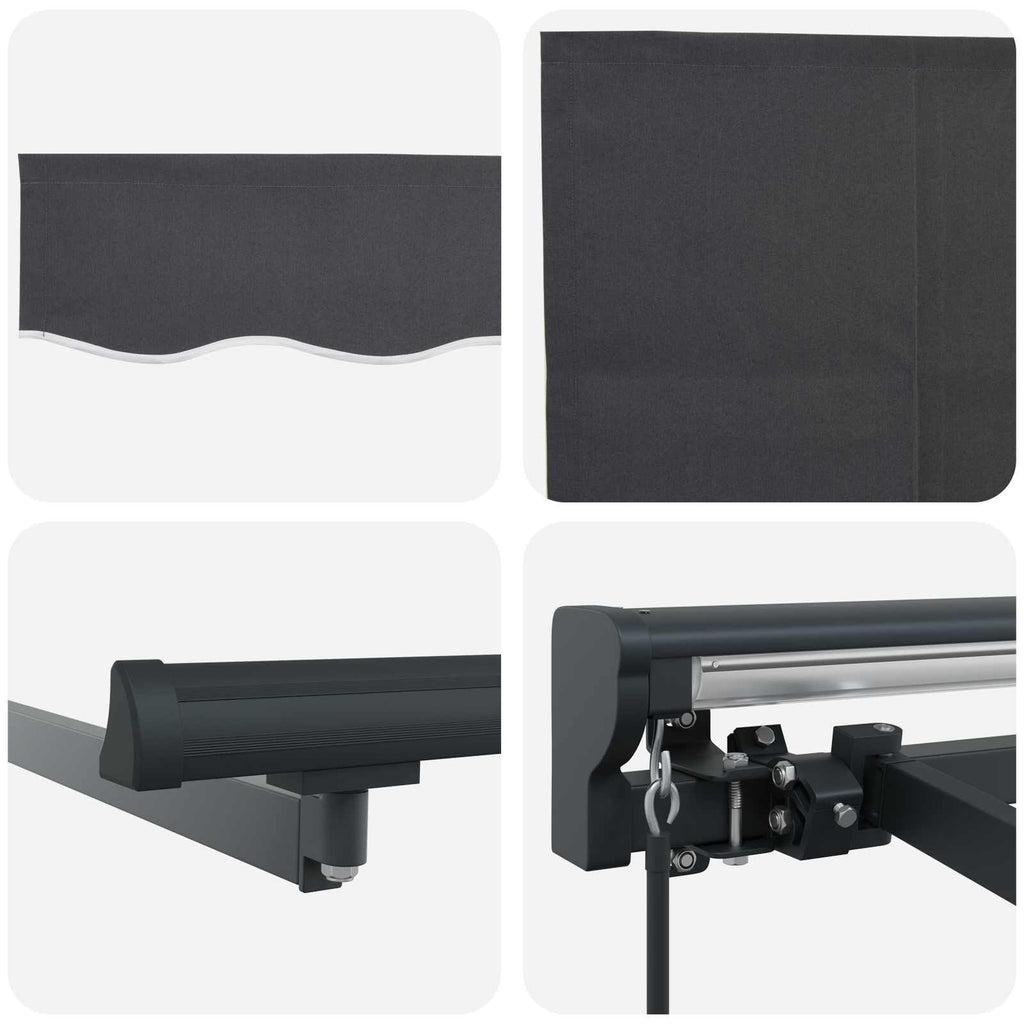 Einziehbare Markise Anthrazit 350 X 300 Cm Anthrazit (Rahmen Anthrazit)
