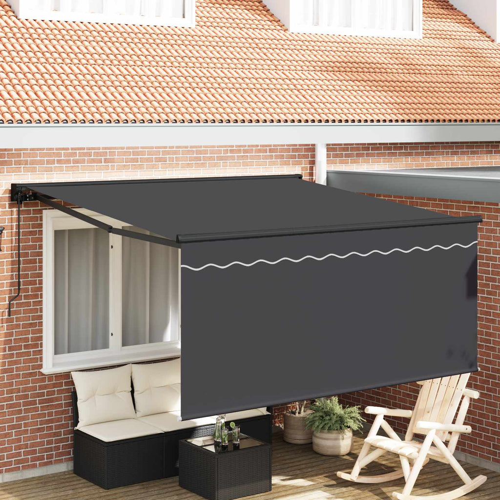 Einziehbare Markise Anthrazit 350 X 300 Cm Anthrazit (Rahmen Anthrazit)