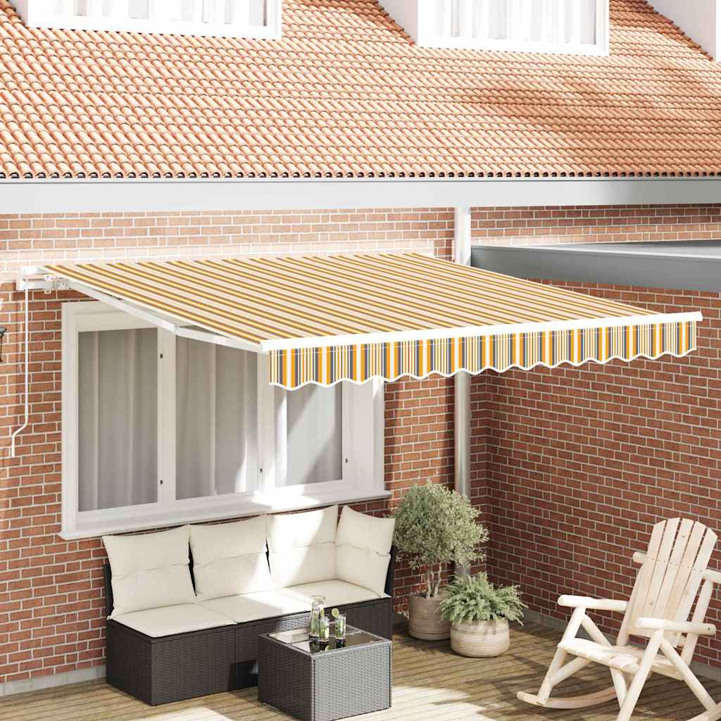 Einziehbare Markise Mehrfarbig 350 X 250 Cm Blau Und Orange (Anthrazit Rahmen)