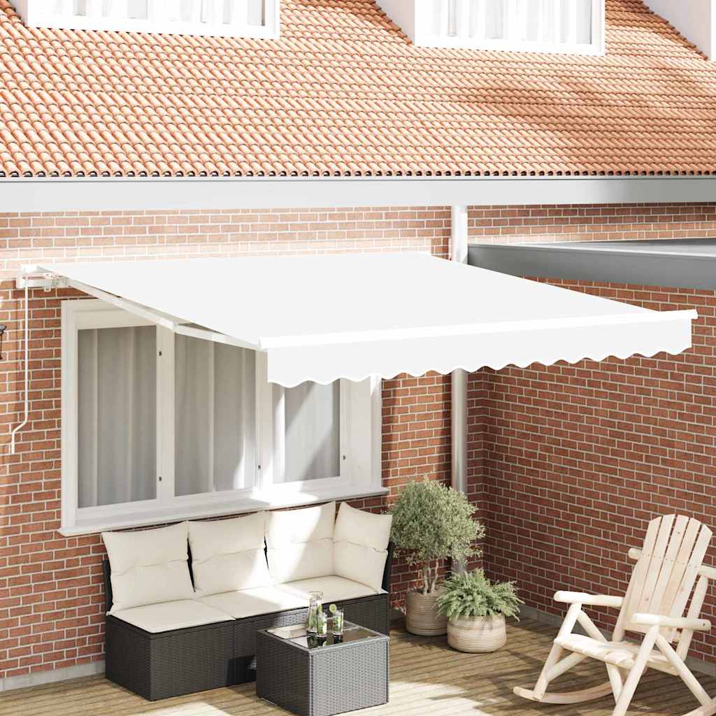 Einziehbare Markise Weiß 350 X 250 Cm Polyester Und Aluminium Schwarz (Anthrazit Rahmen)