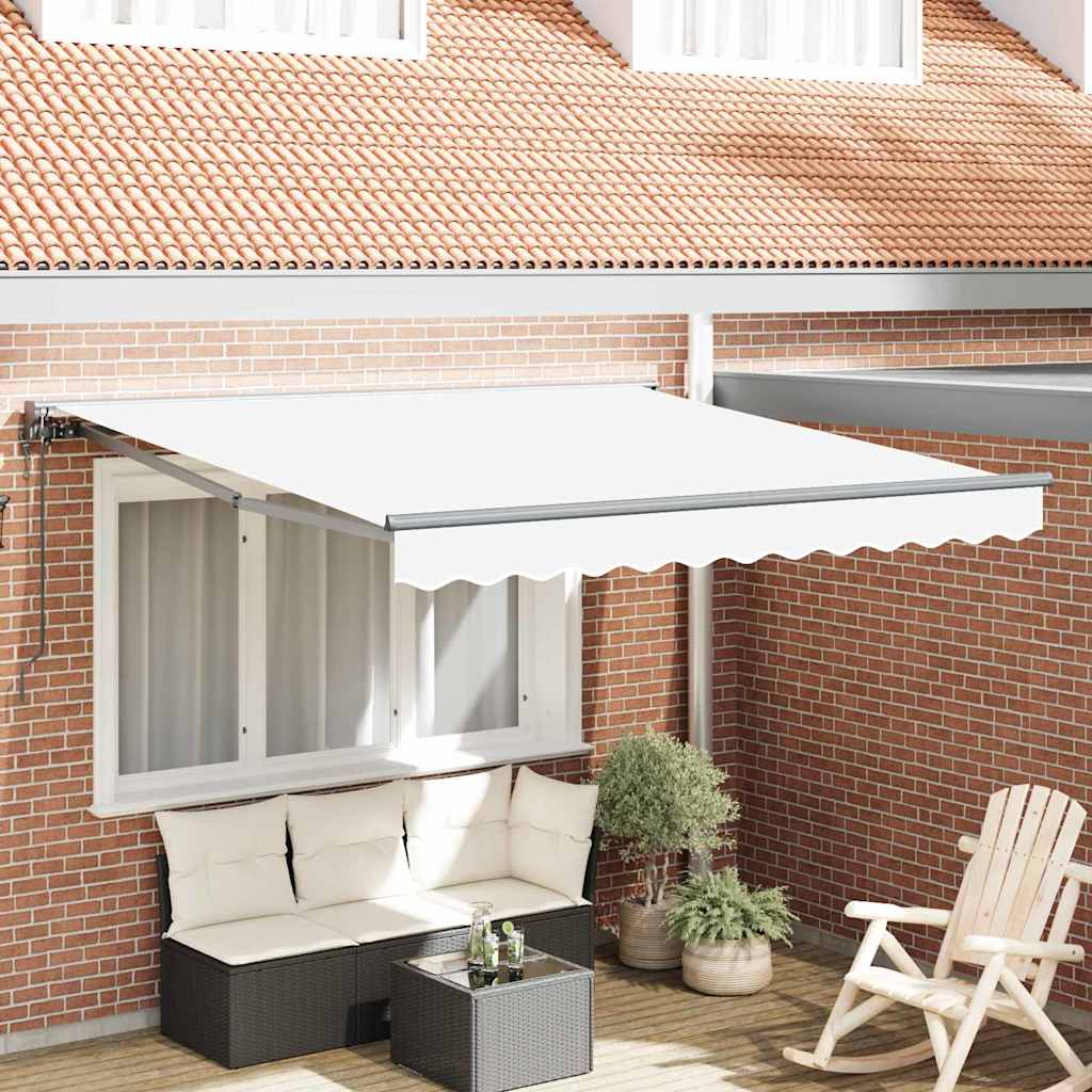Einziehbare Markise Weiß 300 X 250 Cm Aluminium Und Stoff Weiß (Anthrazit Rahmen)