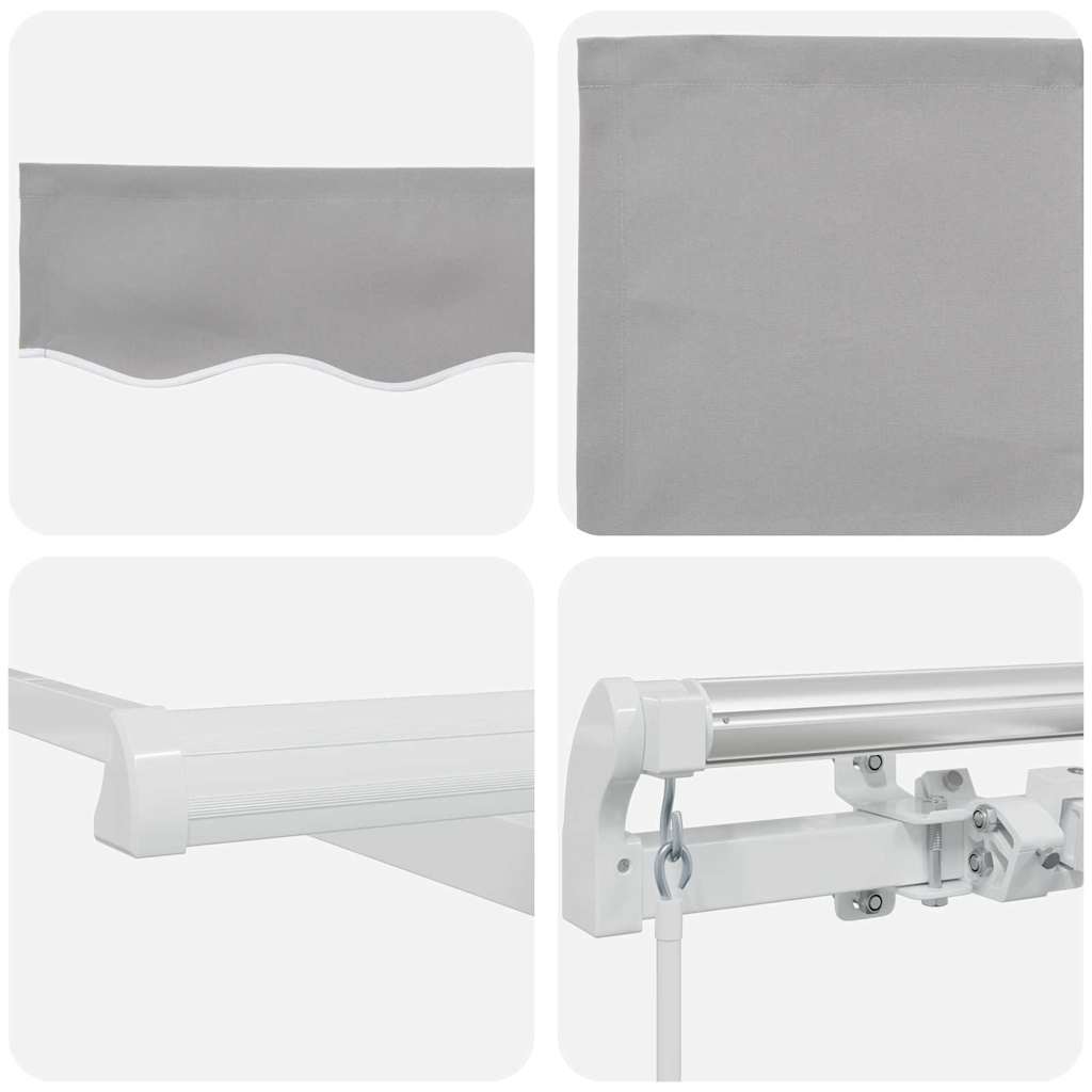 Einziehbare Markise Hellgrau 350 X 250 Cm Weiß (Anthrazit Rahmen)