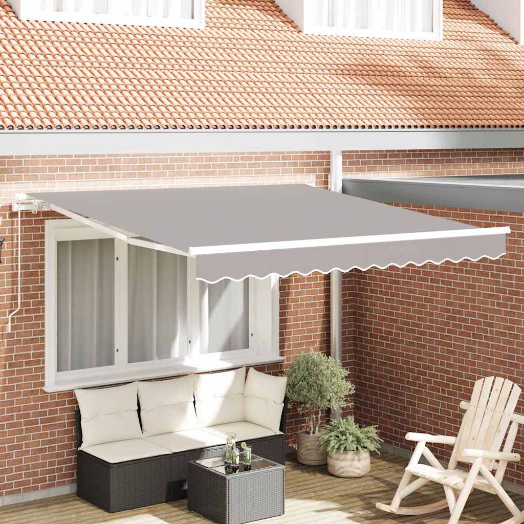 Einziehbare Markise Hellgrau 350 X 250 Cm Weiß (Anthrazit Rahmen)