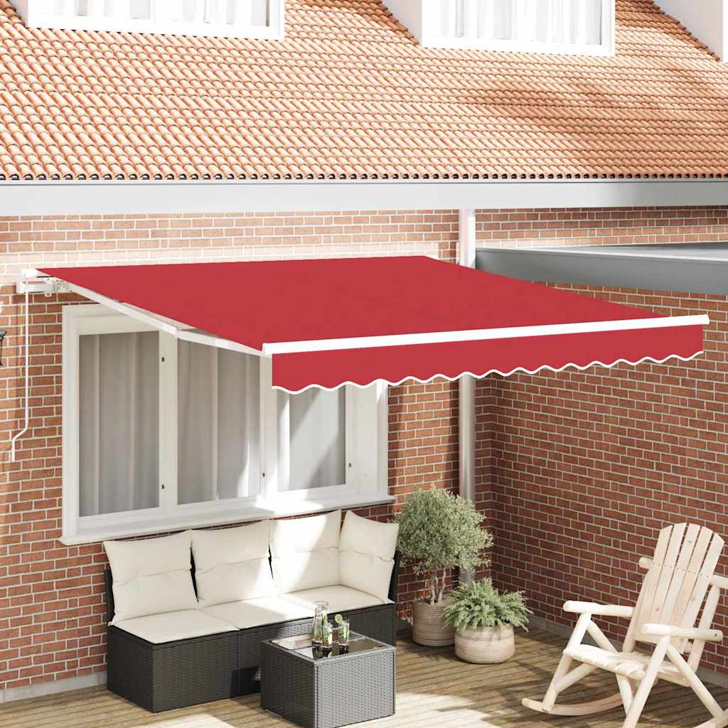 Einziehbare Markise Rot 350 X 250 Cm Polyester Und Aluminium Hellgrau (Anthrazit Rahmen)