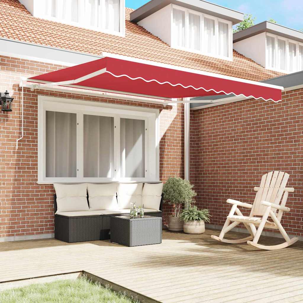 Einziehbare Markise Rot 350 X 250 Cm Polyester Und Aluminium Hellgrau (Anthrazit Rahmen)