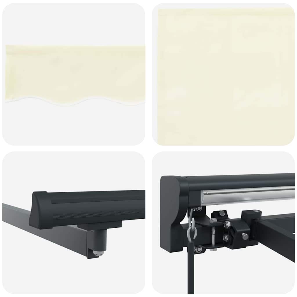 Einziehbare Markise Creme 400 X 300 Cm Polyester Und Aluminium Creme (Anthrazit-Rahmen)