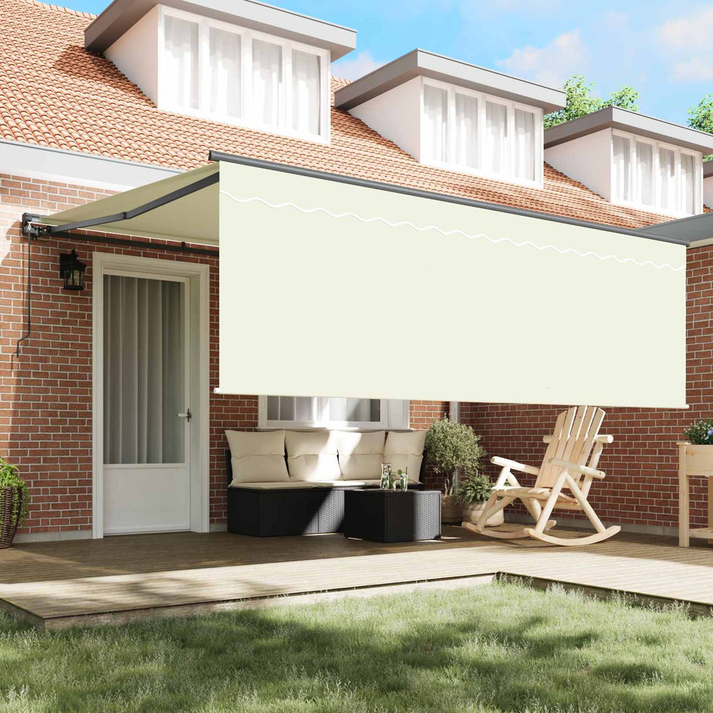 Einziehbare Markise Creme 400 X 300 Cm Polyester Und Aluminium Creme (Anthrazit-Rahmen)