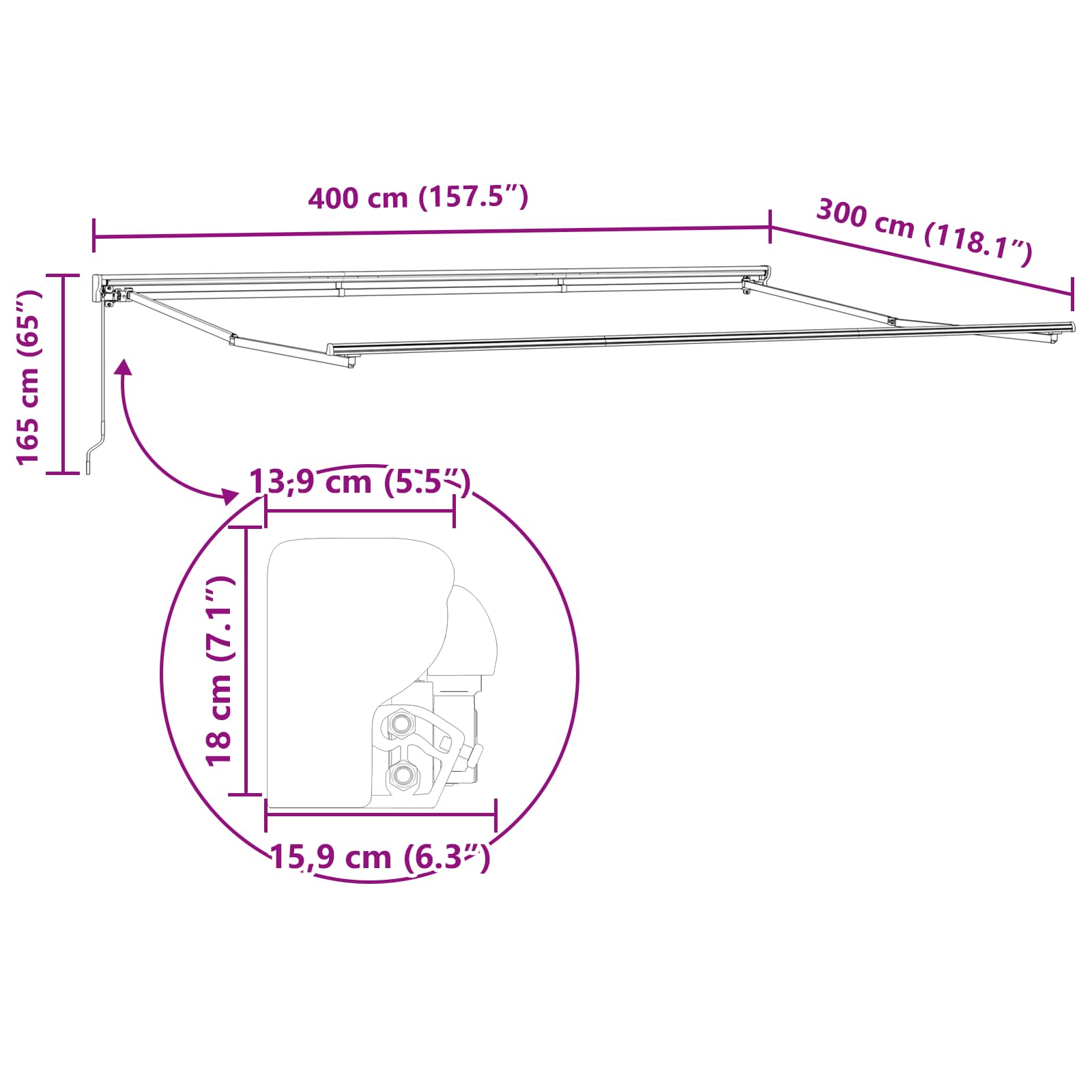 Markisenrahmen Anthrazit Und Weiß 400 X 300 Cm Anthrazit Und Weiß (Rahmen Anthrazit)