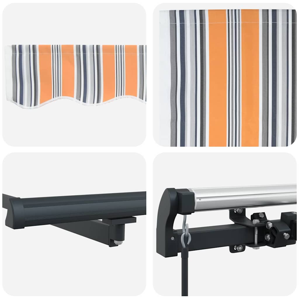 Einziehbare Markise Mehrfarbig Polyester Und Stahl Blau Und Orange