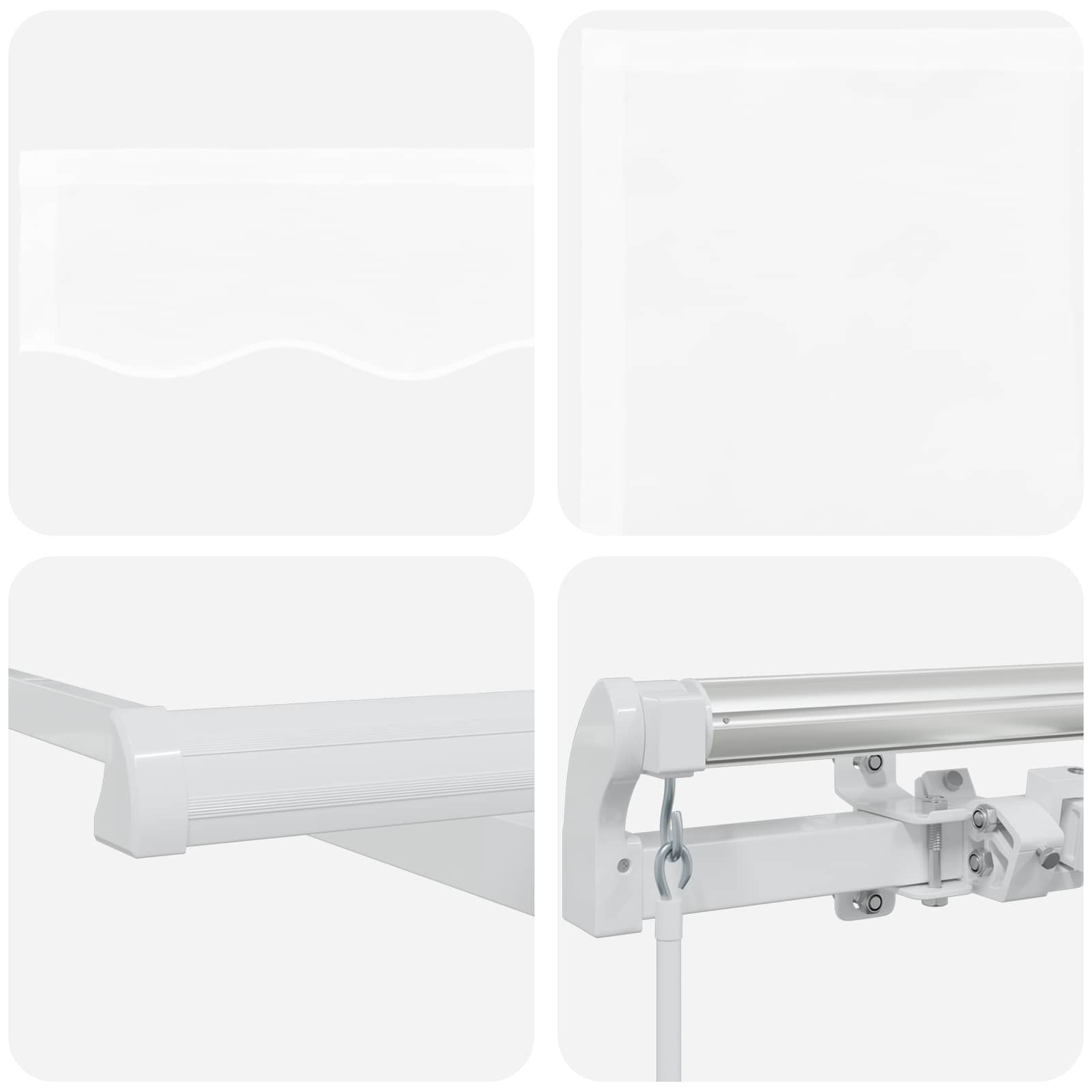 Einziehbare Markise Weiß 400 X 300 Cm Polyester Und Aluminium Beige (Anthrazit Rahmen)