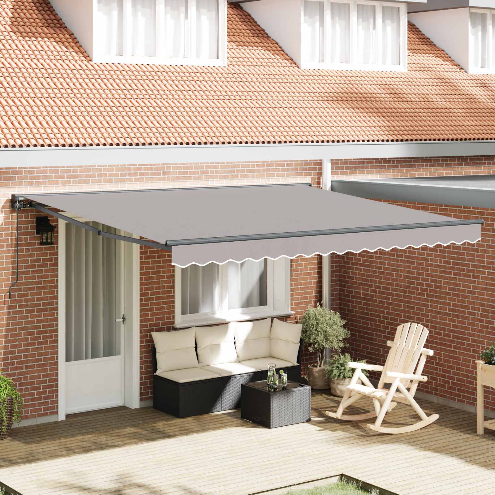 Einziehbare Markise Hellgrau 300 X 250 Cm Aluminium Und Stoff Hellgrau (Anthrazit Rahmen)