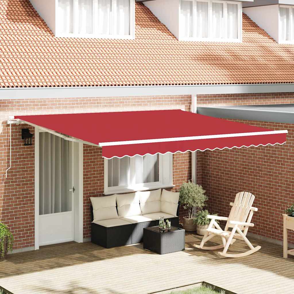 Einziehbare Markise Rot 400 X 300 Cm Polyester Und Aluminium Hellgrau (Anthrazit Rahmen)