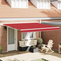 Einziehbare Markise Rot 400 X 300 Cm Polyester Und Aluminium Hellgrau (Anthrazit Rahmen)