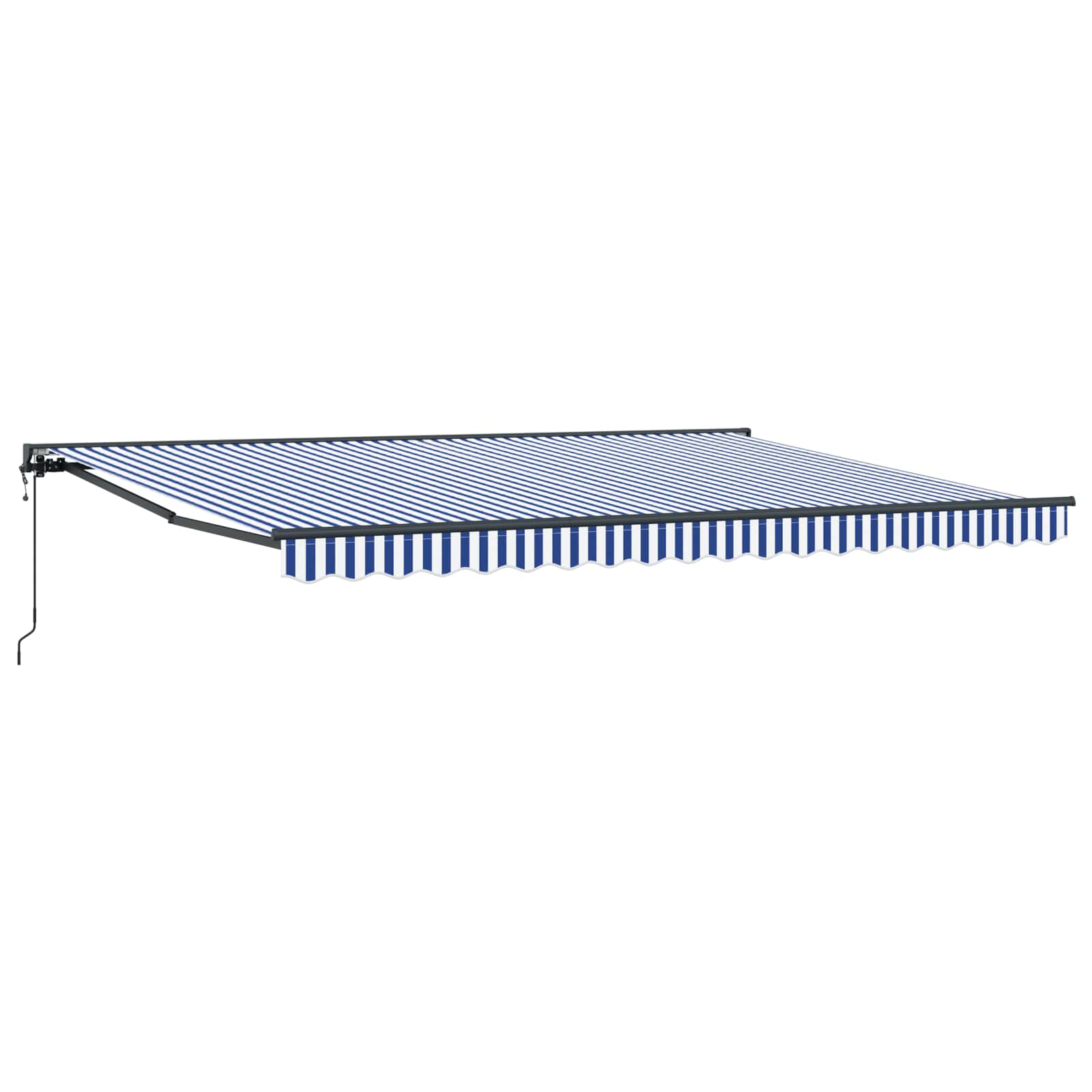 Einziehbare Markise Blau Und Weiß 350 X 250 Cm Blau Und Weiß (Rahmen Anthrazit)