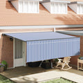 Einziehbare Markise Blau Und Weiß 400 X 300 Cm Blau Und Weiß (Rahmen Anthrazit)