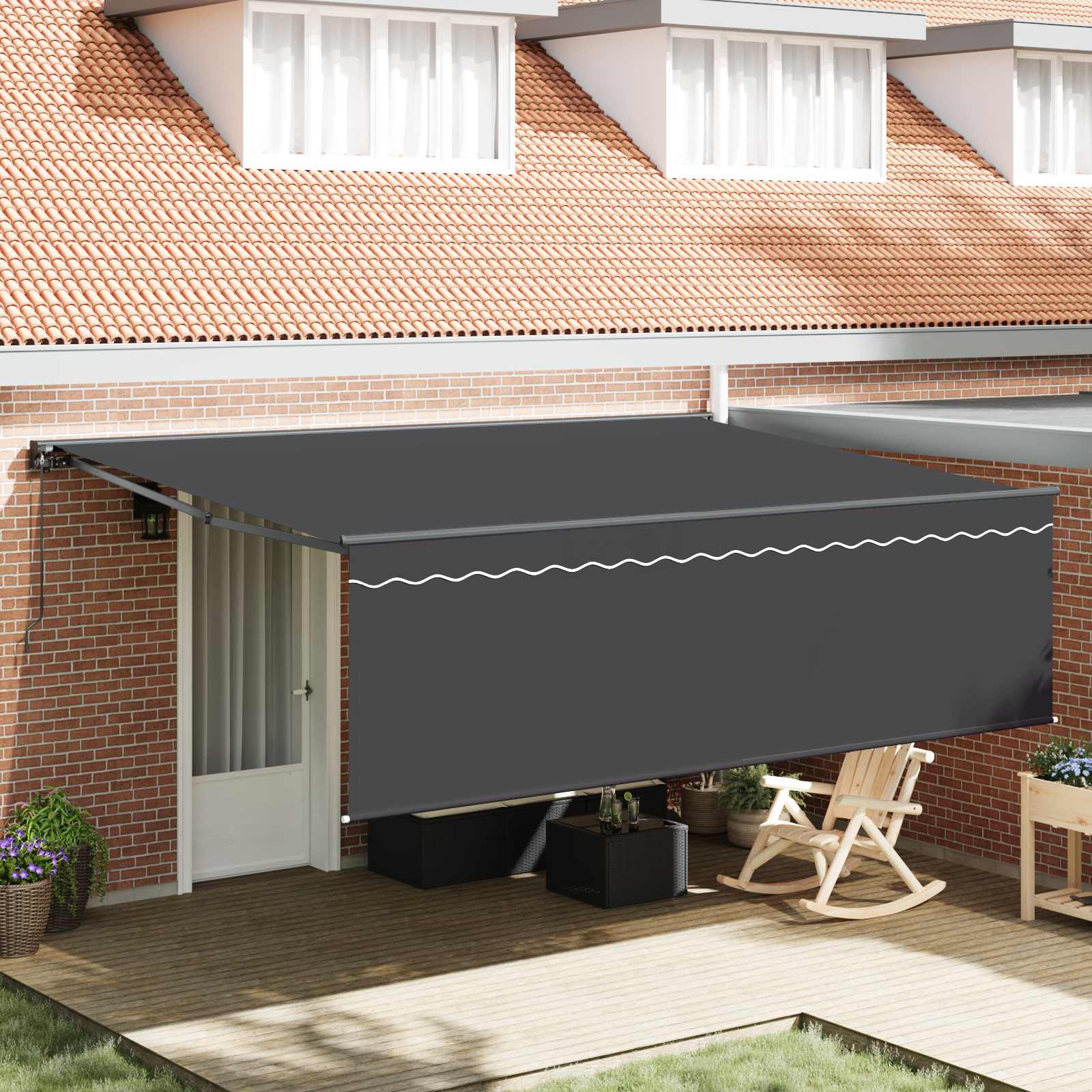 Einziehbare Markise Anthrazit 450 X 300 Cm Anthrazit (Rahmen Anthrazit)