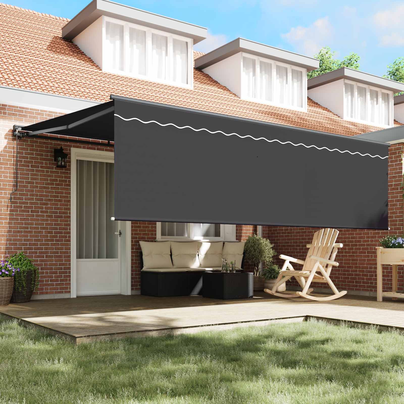 Einziehbare Markise Anthrazit 450 X 300 Cm Anthrazit (Rahmen Anthrazit)
