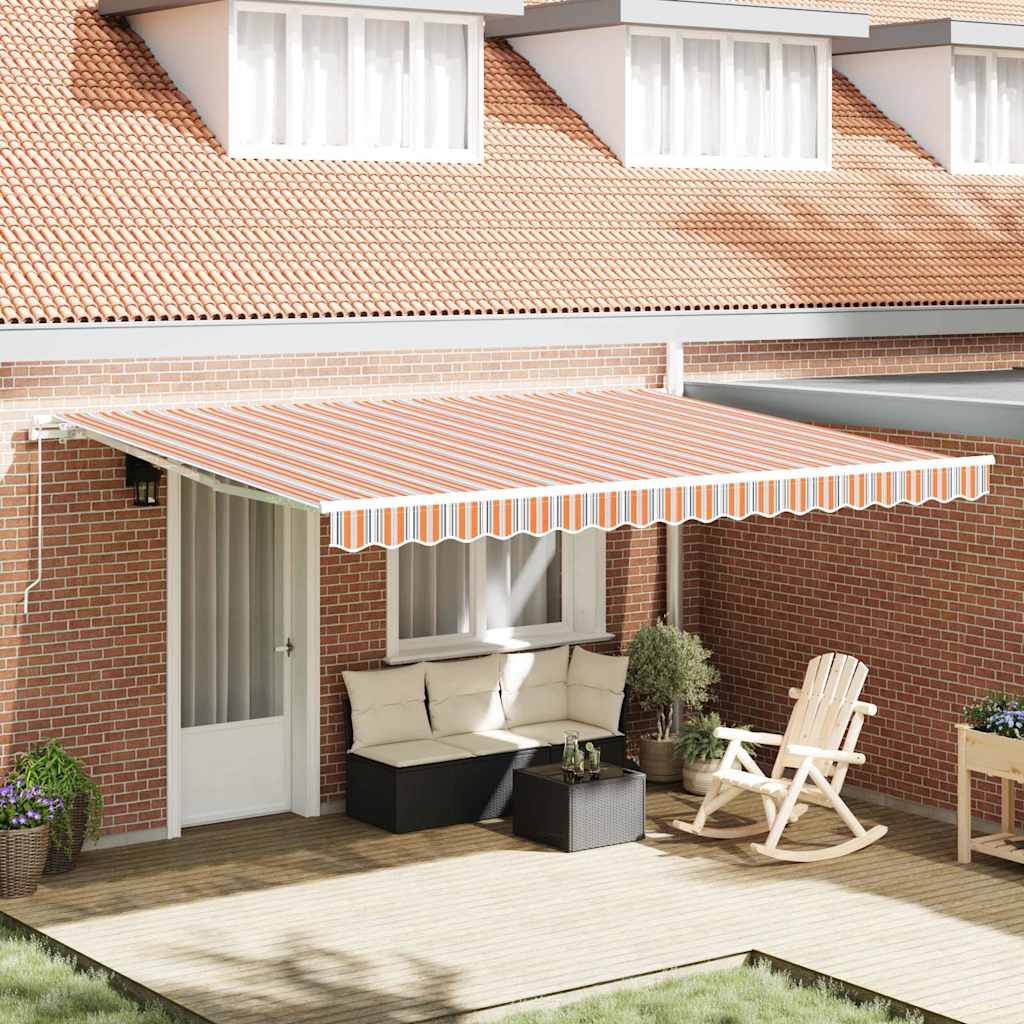 Einziehbare Markise Mehrfarbig 450 X 300 Cm Gelb Und Orange (Anthrazit Rahmen)