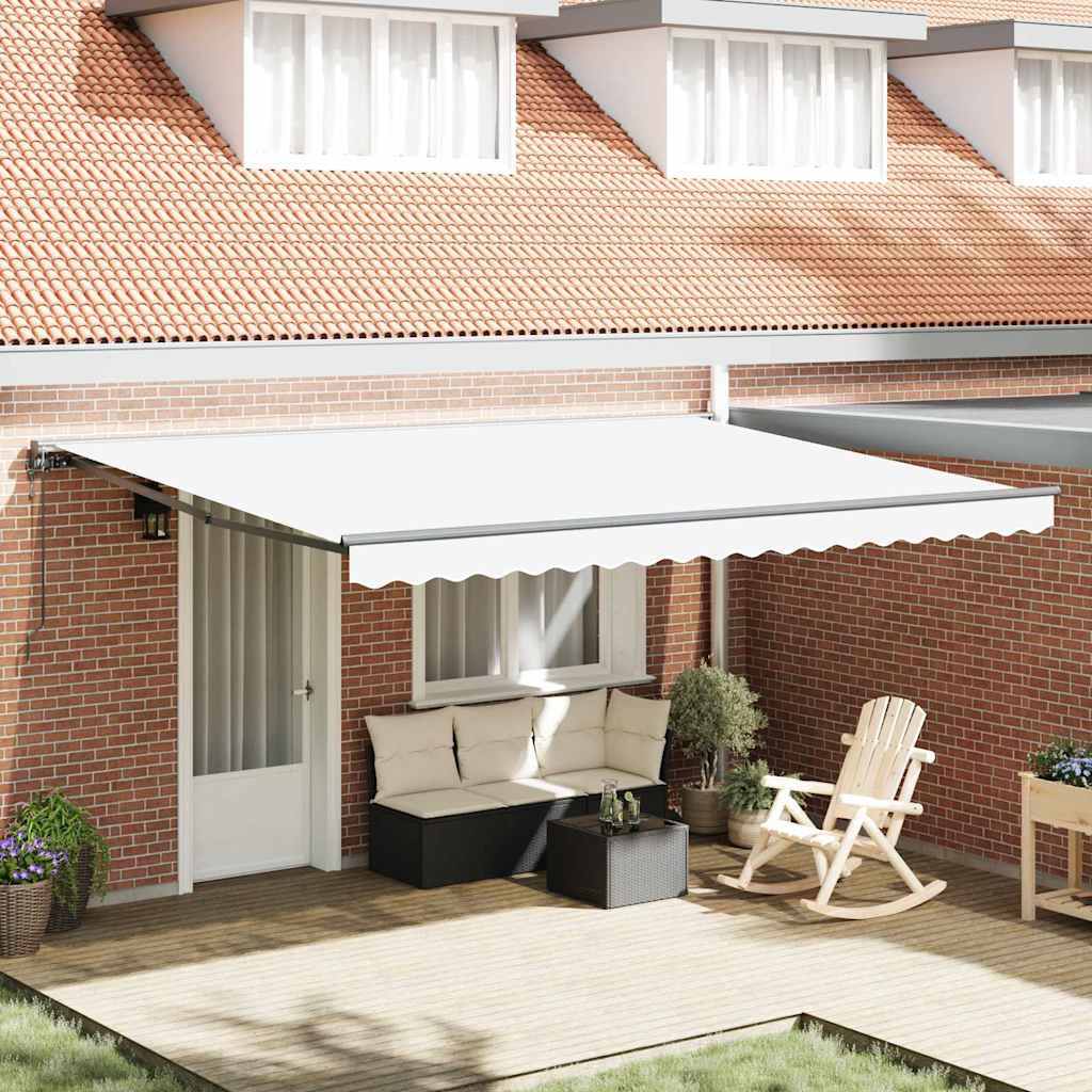 Einziehbare Markise Weiß 300 X 250 Cm Aluminium Und Stoff Weiß (Anthrazit Rahmen)