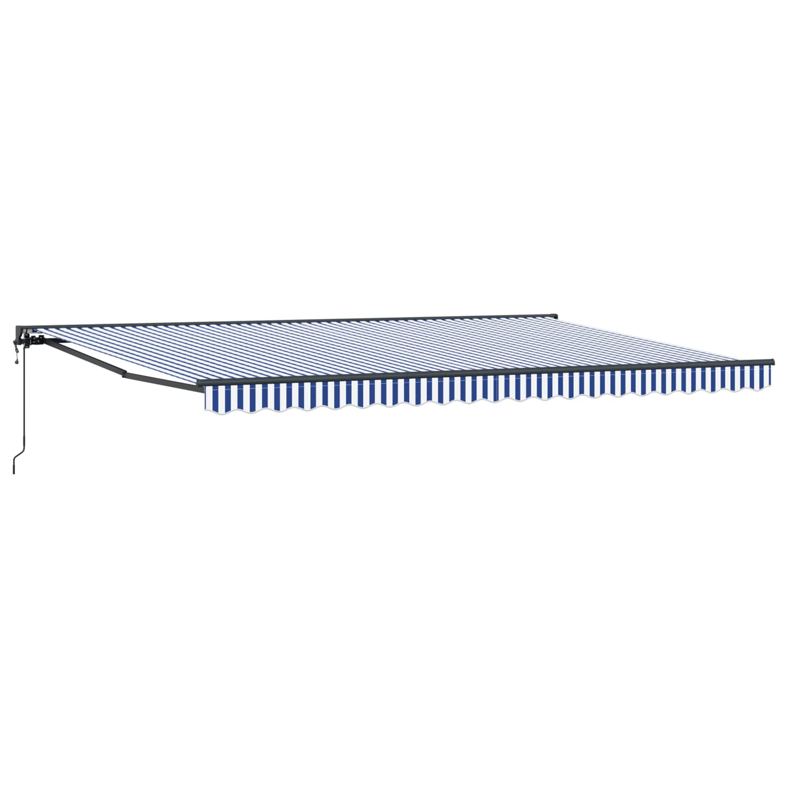 Einziehbare Markise Blau Und Weiß 350 X 250 Cm Blau Und Weiß (Rahmen Anthrazit)