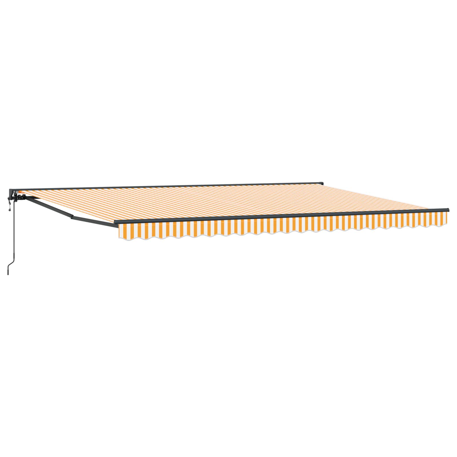Einziehbare Markise Gelb Und Weiß 350 X 250 Cm Orange Und Weiß (Anthrazit Rahmen)