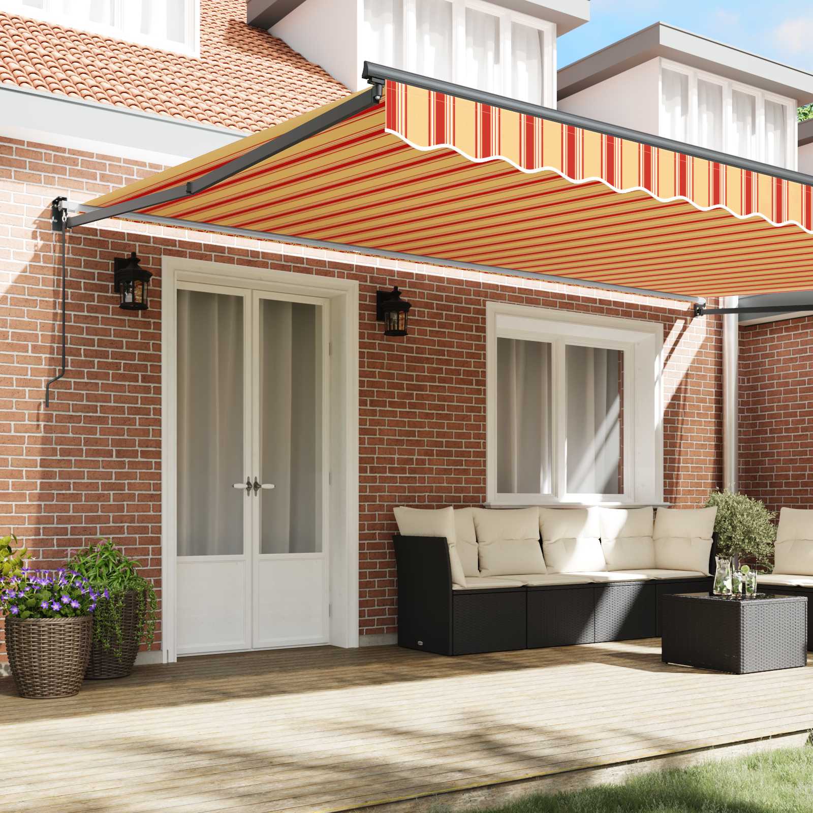 Markise Gelb Und Orange 500 X 300 X 165 Cm Polyester Und Metall Gelb Und Orange