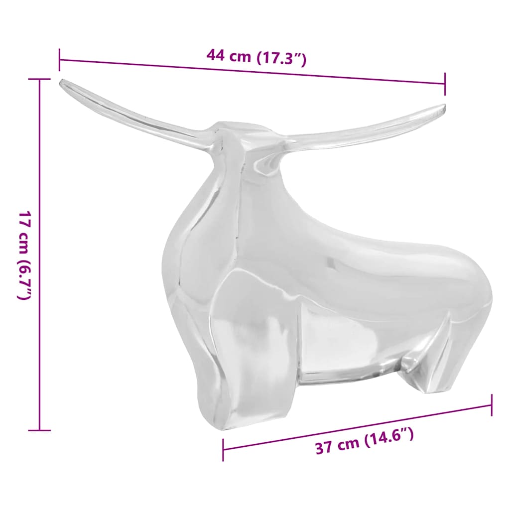 Stierskulptur Silber Aluminium
