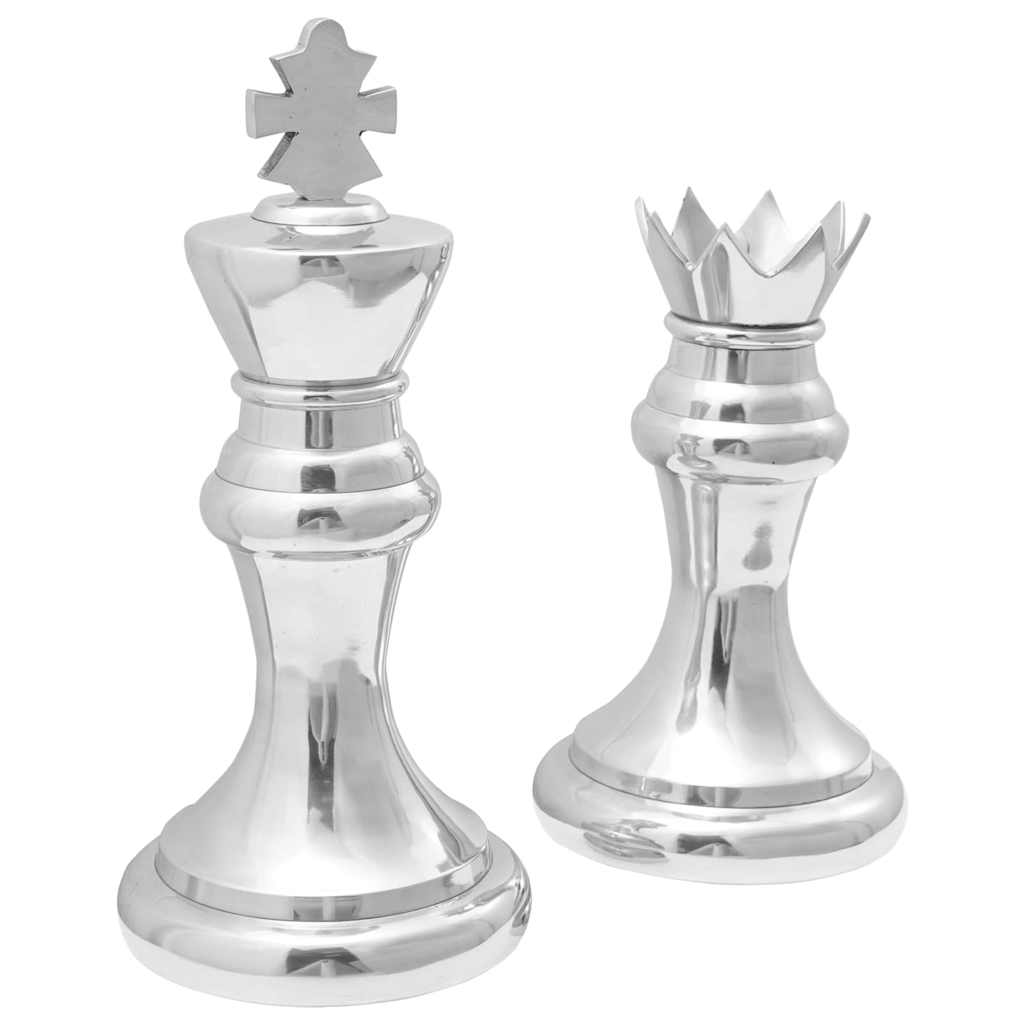 Skulpturen 2 Pcs Silber 17 X 17 X 42 Cm Aluminium